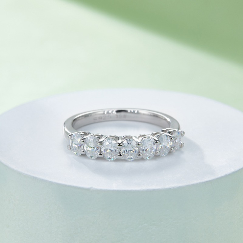 Women's 18K Gold Plated Moissanite Row Ring, Elegant Gift
